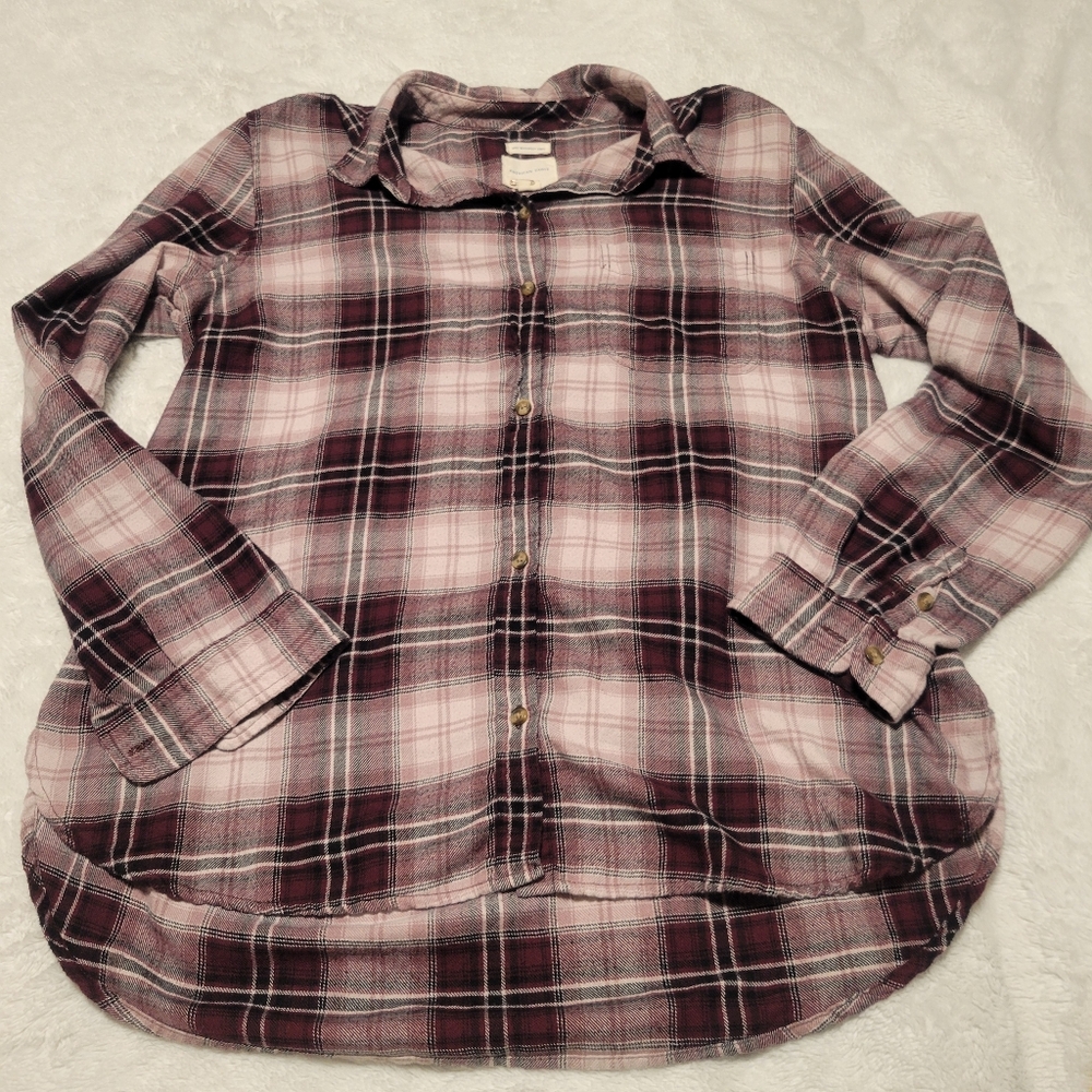 AE Purple Flannel Buttonup Up, Women's Size XL